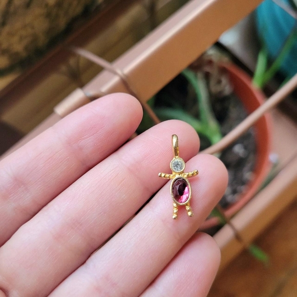 Vintage Pink Purple Birthstone Boy Crystal Charm Pendant - Picture 3 of 8